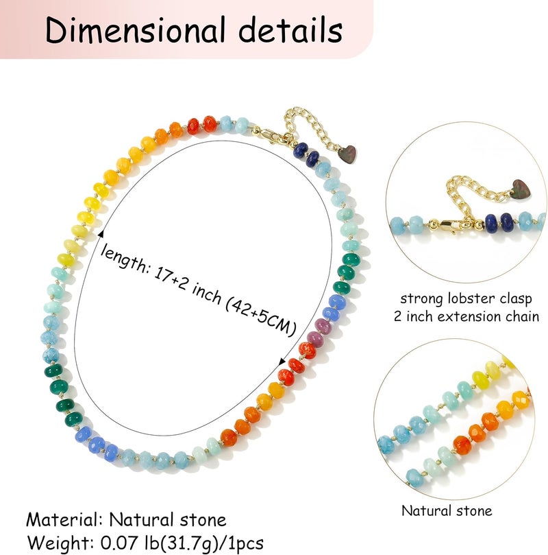 Badu Gemstone Beaded Necklace for Women Colorful Natural Stone Freshwater Pearl Surfer Beach Rainbow Necklace Jewelry Gift - Image 2